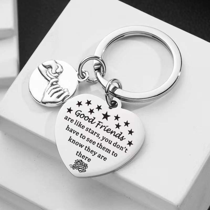 Keychain de acero inoxidable al por mayor de Heart Heart